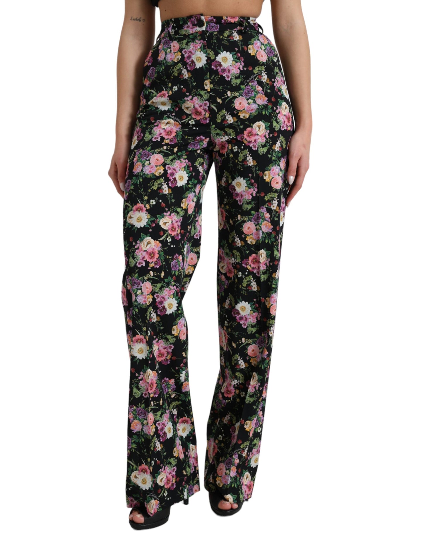 Pantalones anchos con cintura alta y estampado floral