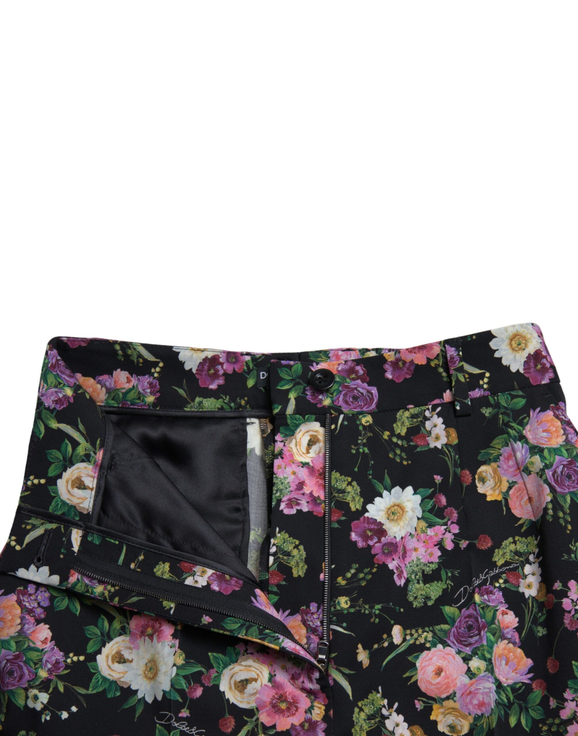 Pantalones anchos con cintura alta y estampado floral