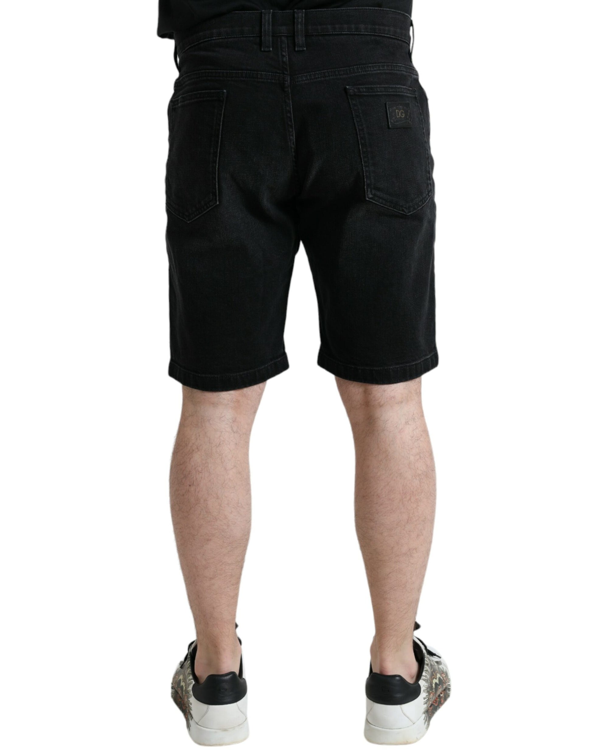 Zwarte katoenen stretchbermuda-denimshort