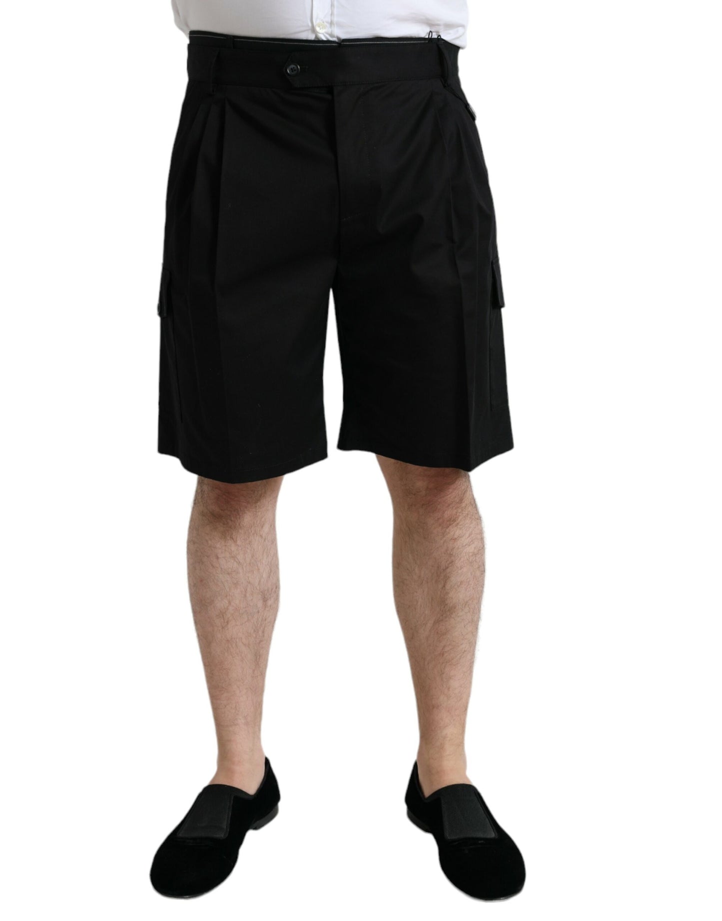 Zwarte katoenen stretch cargobermudashort