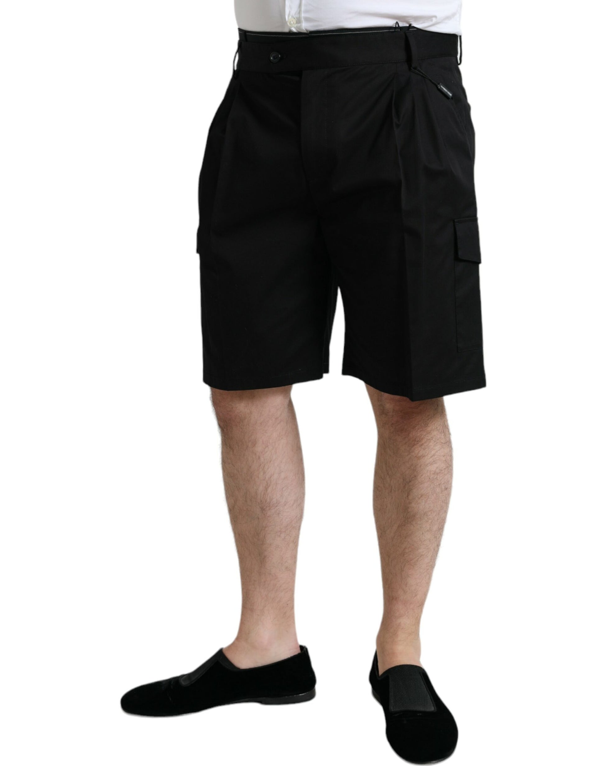 Zwarte katoenen stretch cargobermudashort