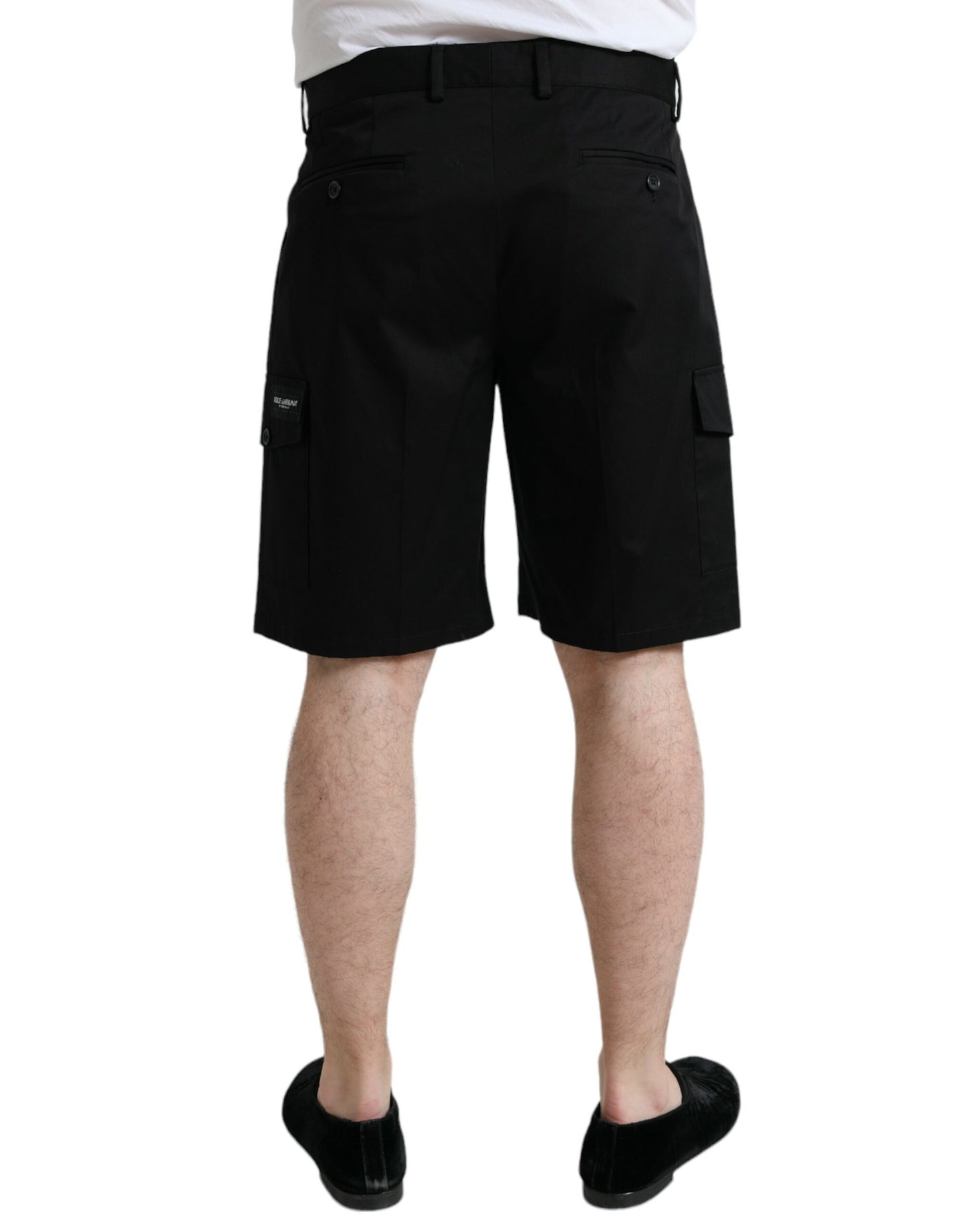 Zwarte katoenen stretch cargobermudashort