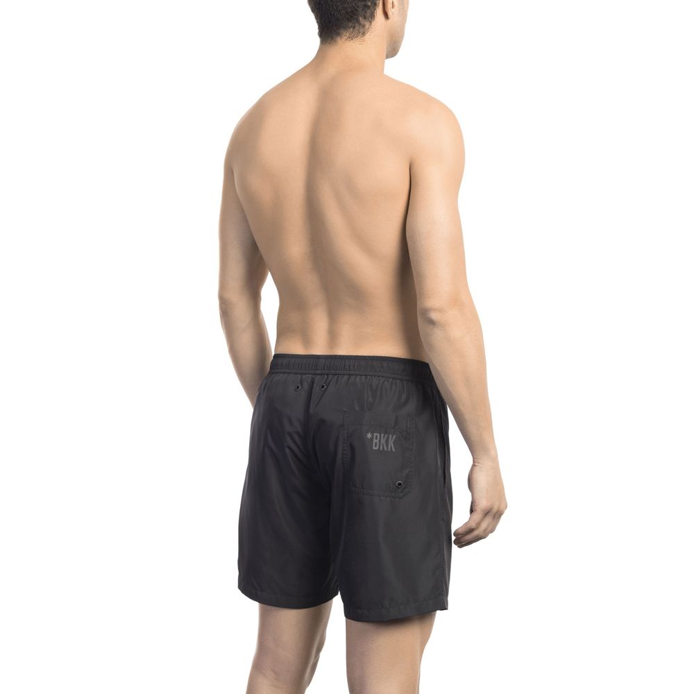 Black Polyester Men Swim Short