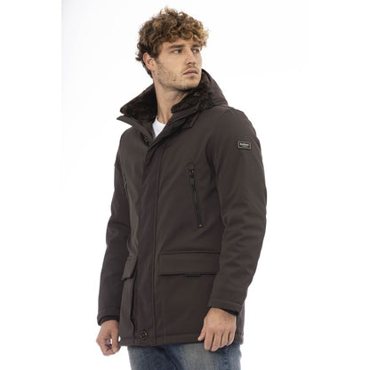 Brown Polyester Men Jacket