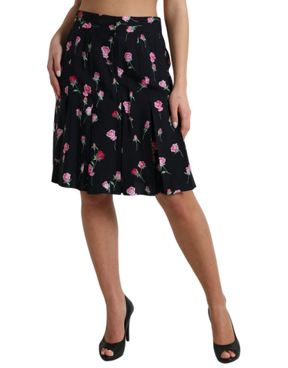 Falda floral elegante hasta la rodilla acampanada