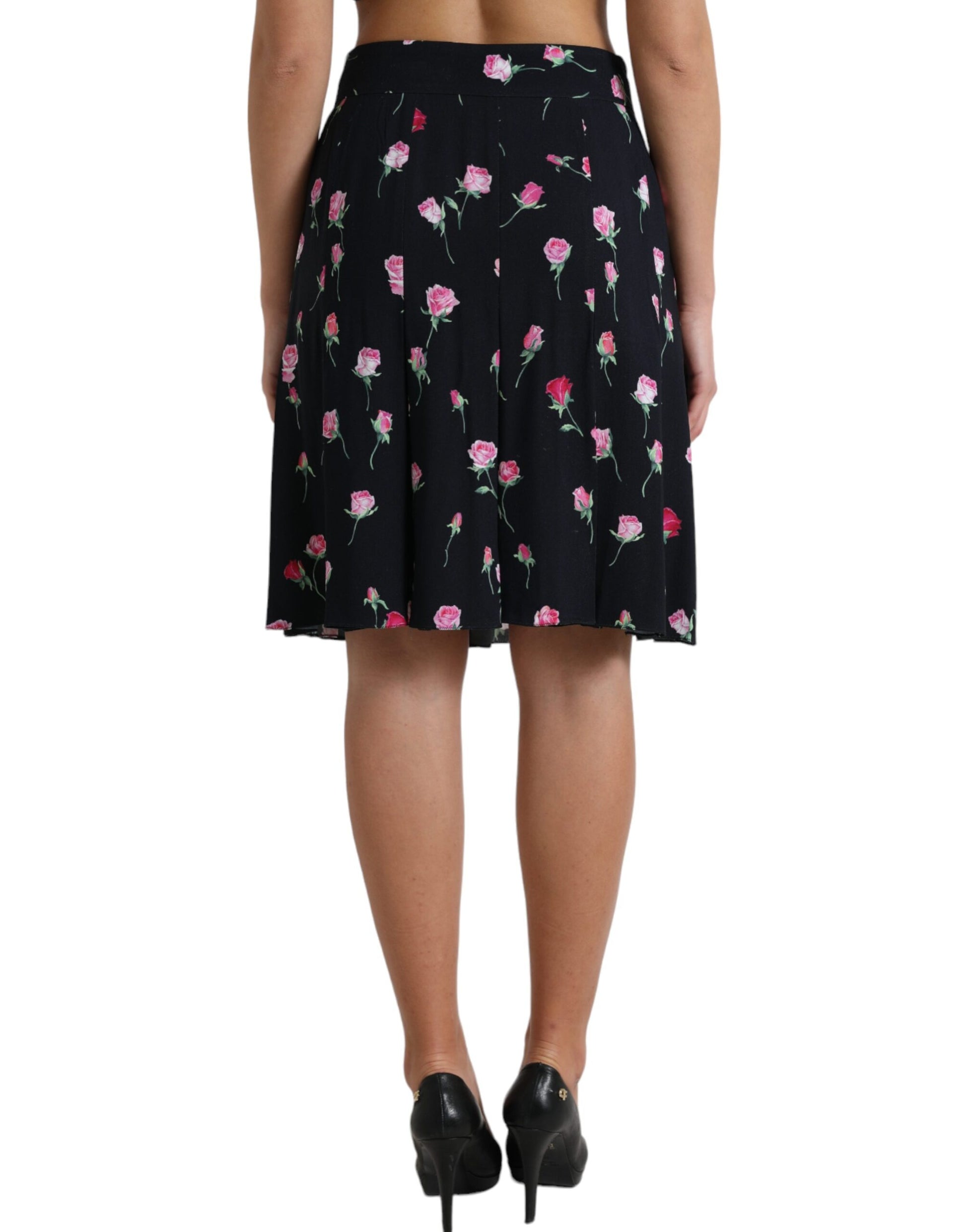 Falda floral elegante hasta la rodilla acampanada