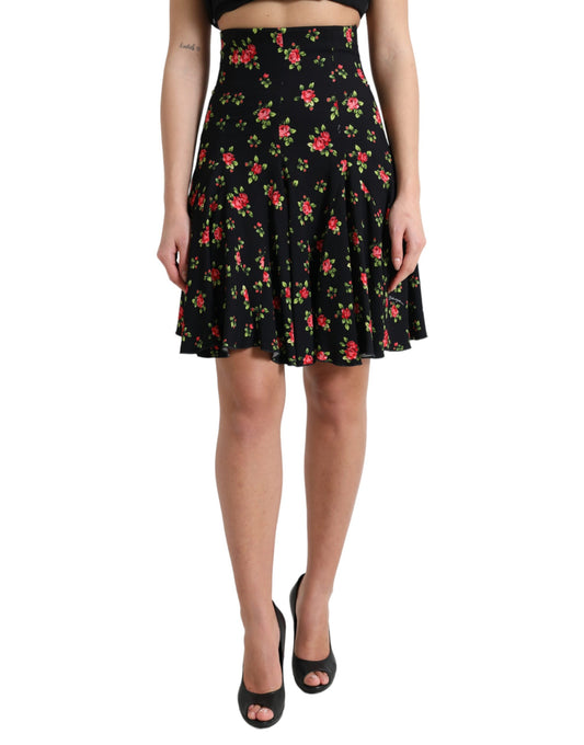 Minifalda floral evasé con cintura alta