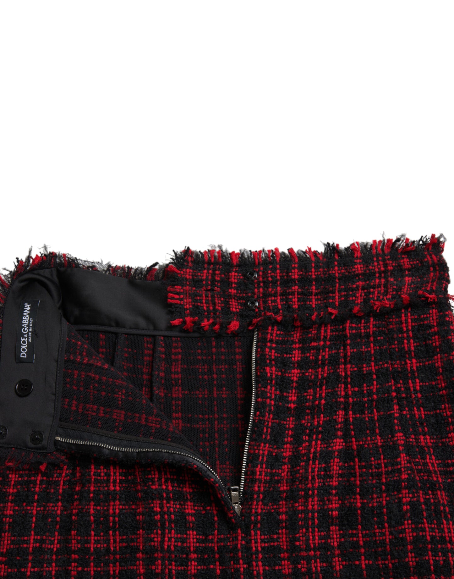 Zwart rood katoen hoge taille tartan tweed minirok