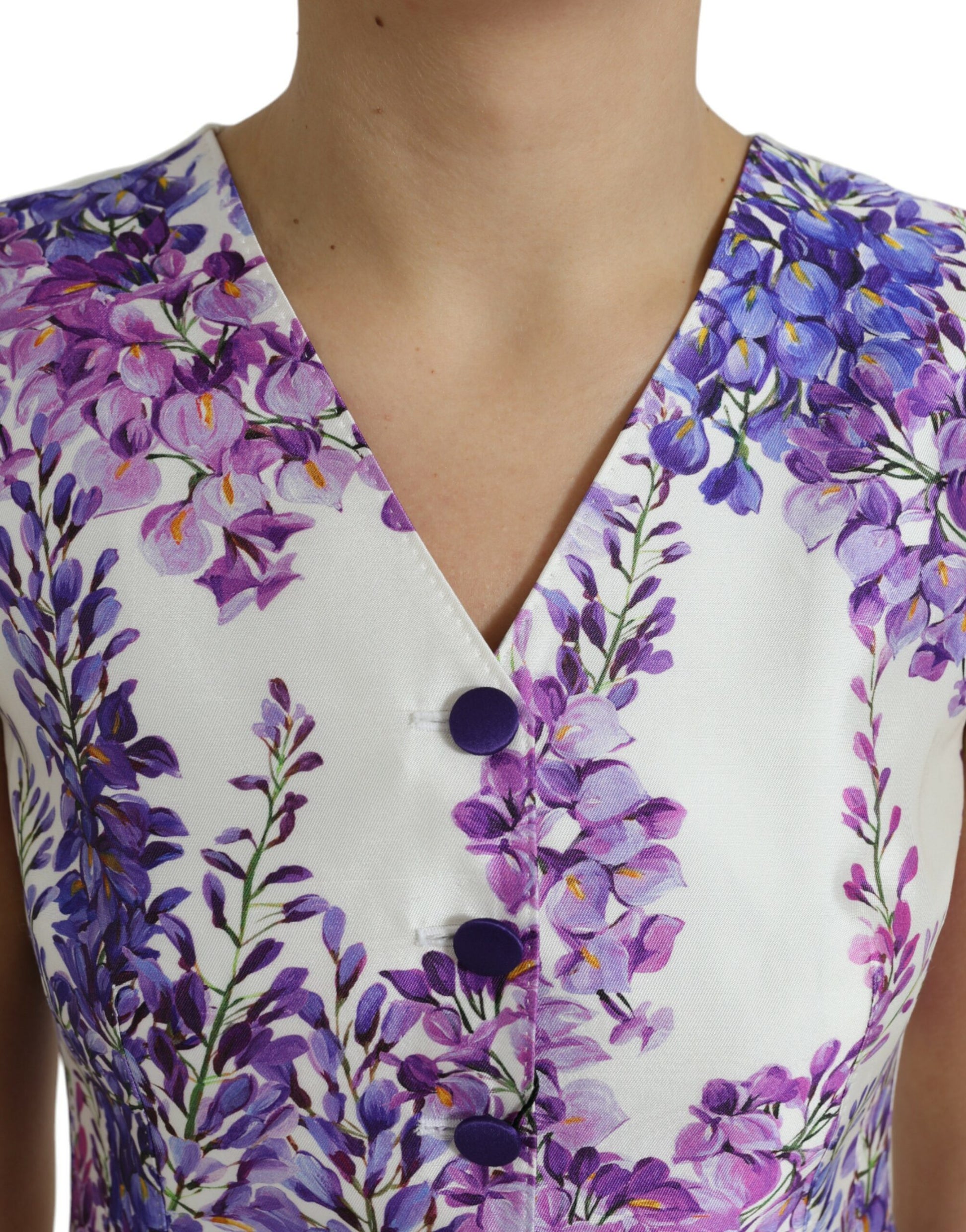 Floral Print Silk Blend Waistcoat