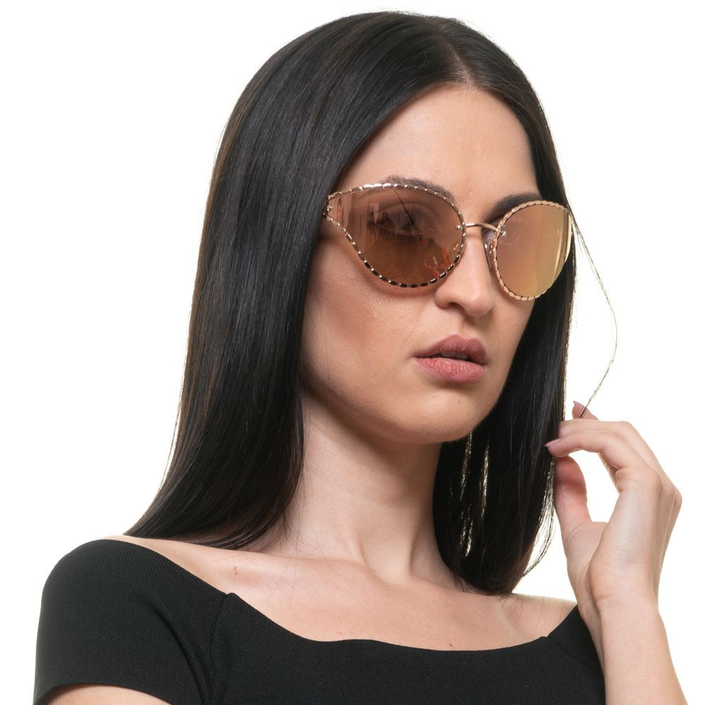 Gafas de sol con espejo ovaladas en oro rosa