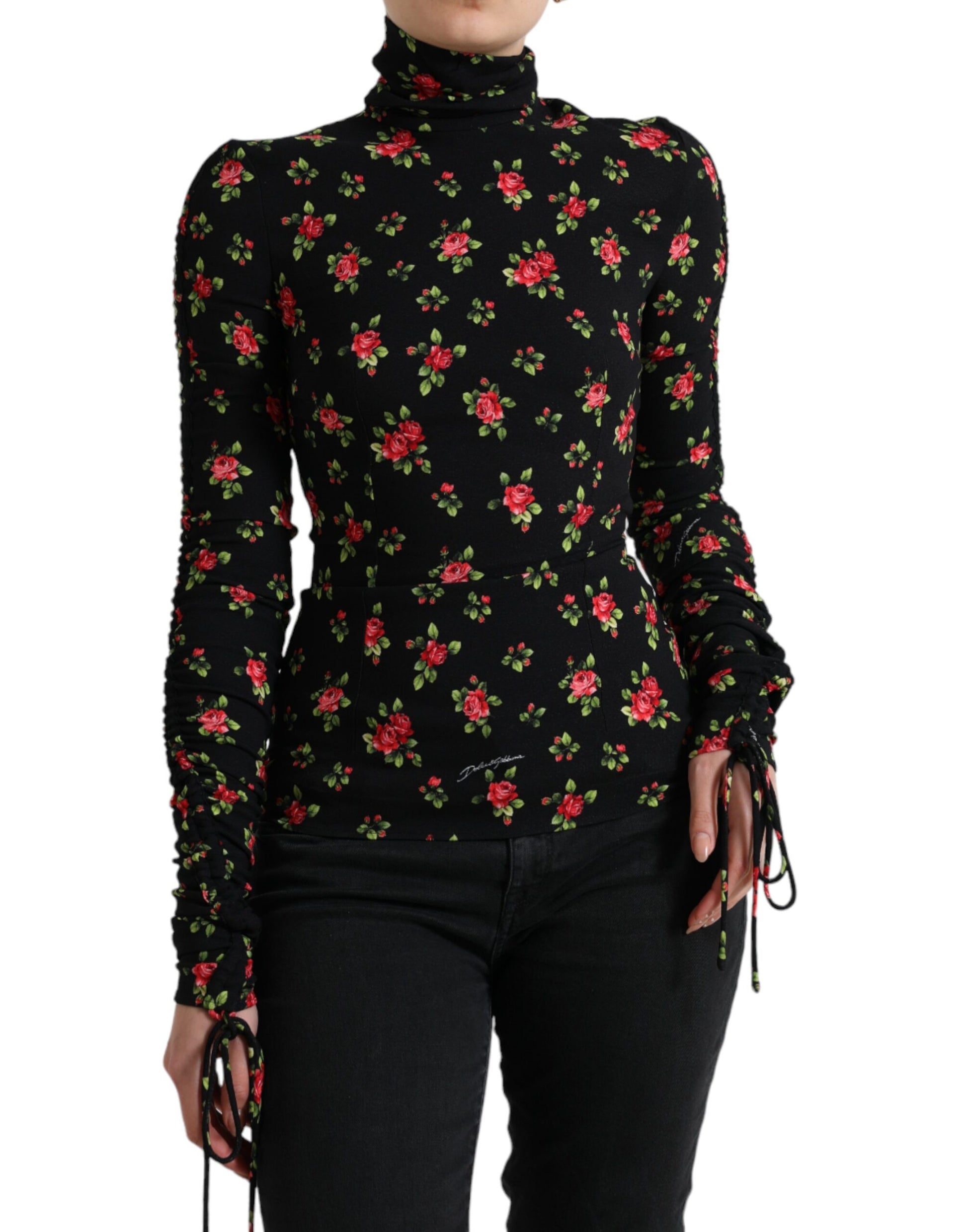 Top elegante de mezcla de seda floral