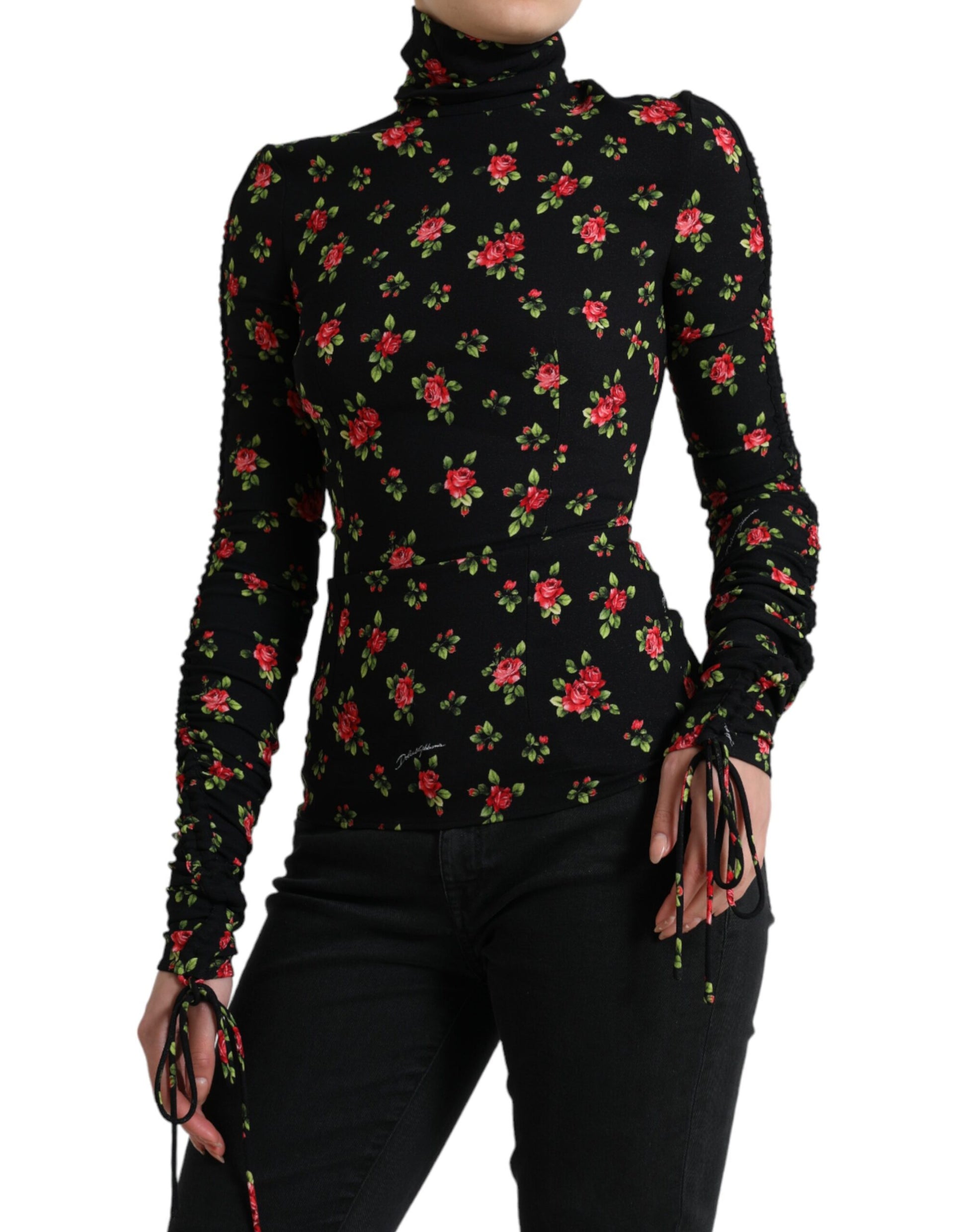 Top elegante de mezcla de seda floral