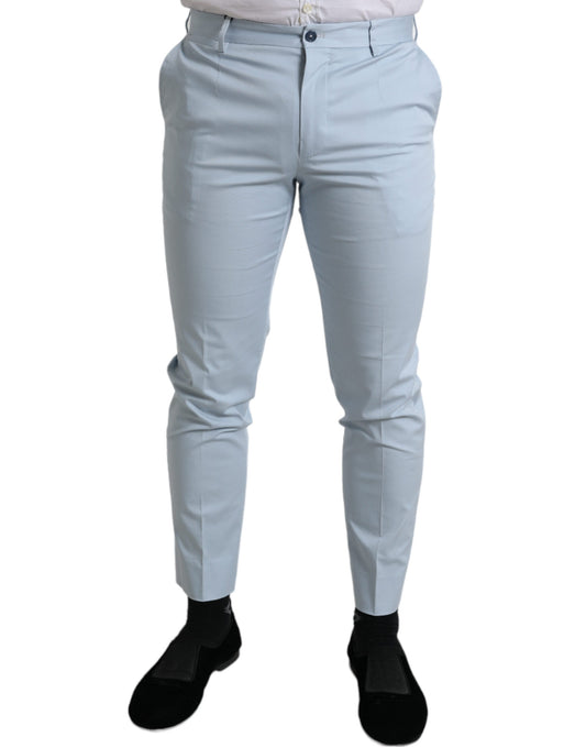 Hemelsblauwe katoenen stretch skinny broek