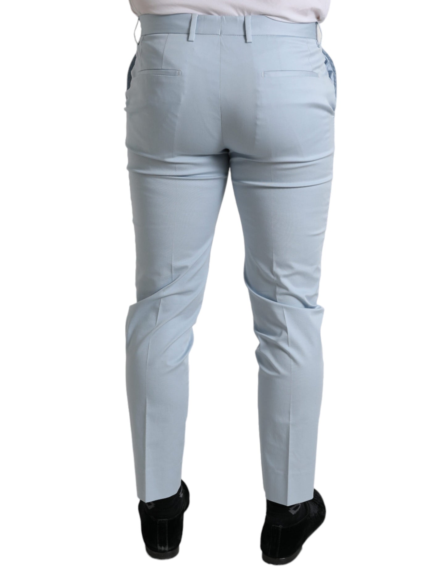 Hemelsblauwe katoenen stretch skinny broek