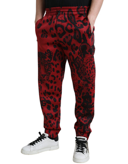 Joggers elegantes con estampado de leopardo en rojo y negro