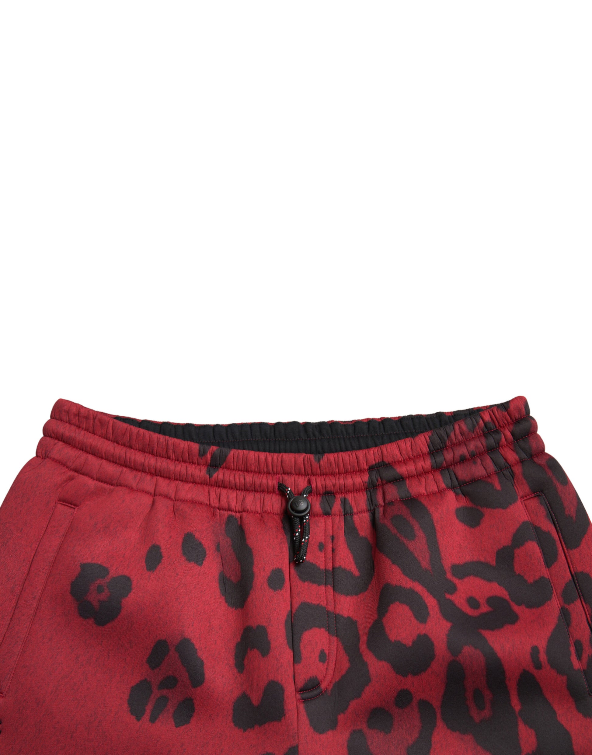 Joggers elegantes con estampado de leopardo en rojo y negro