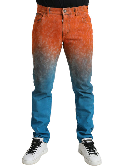 Veelkleurige ombre katoenen slim-fit denimjeans