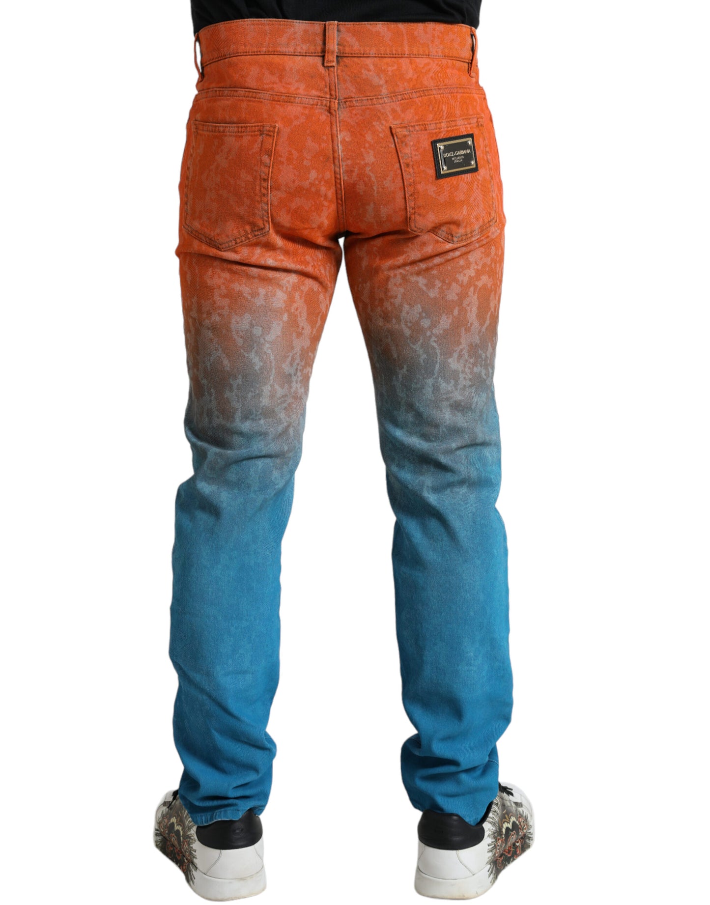 Veelkleurige ombre katoenen slim-fit denimjeans