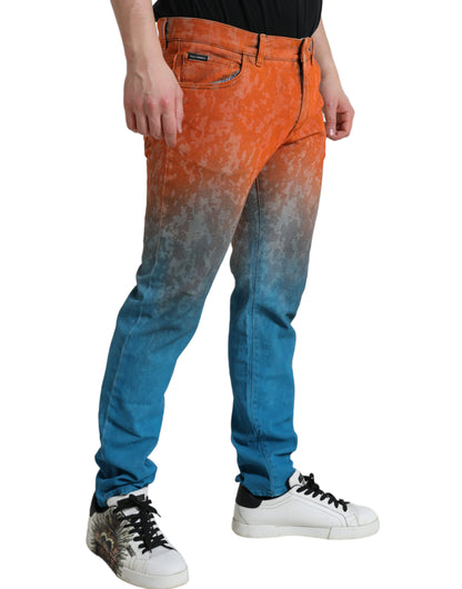 Veelkleurige ombre katoenen slim-fit denimjeans