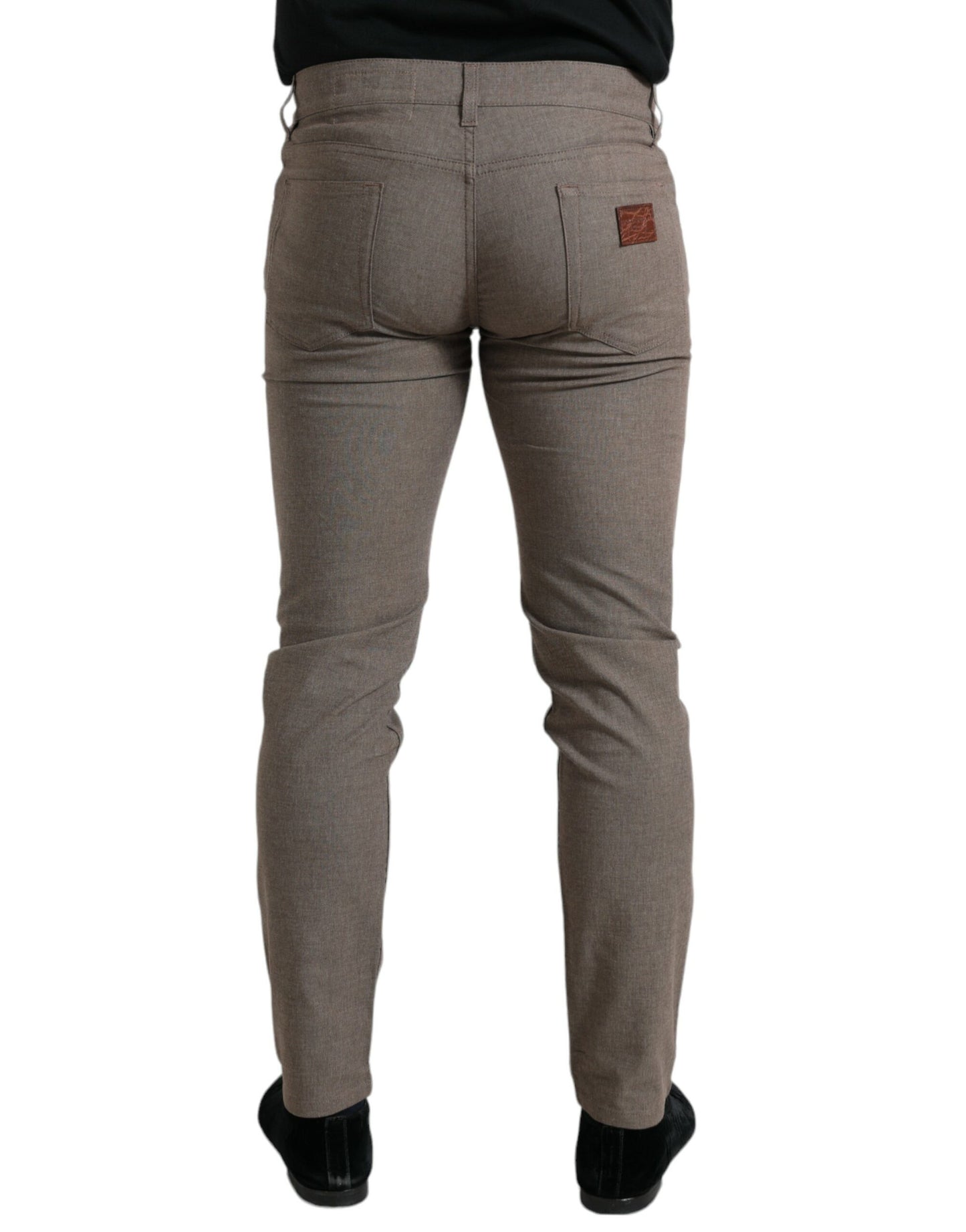 Bruine katoenen stretch skinny herenbroek