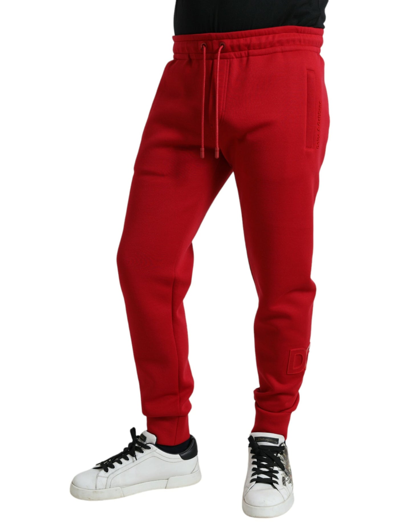 Pantalones jogger de mezcla de algodón rojo chisporroteante