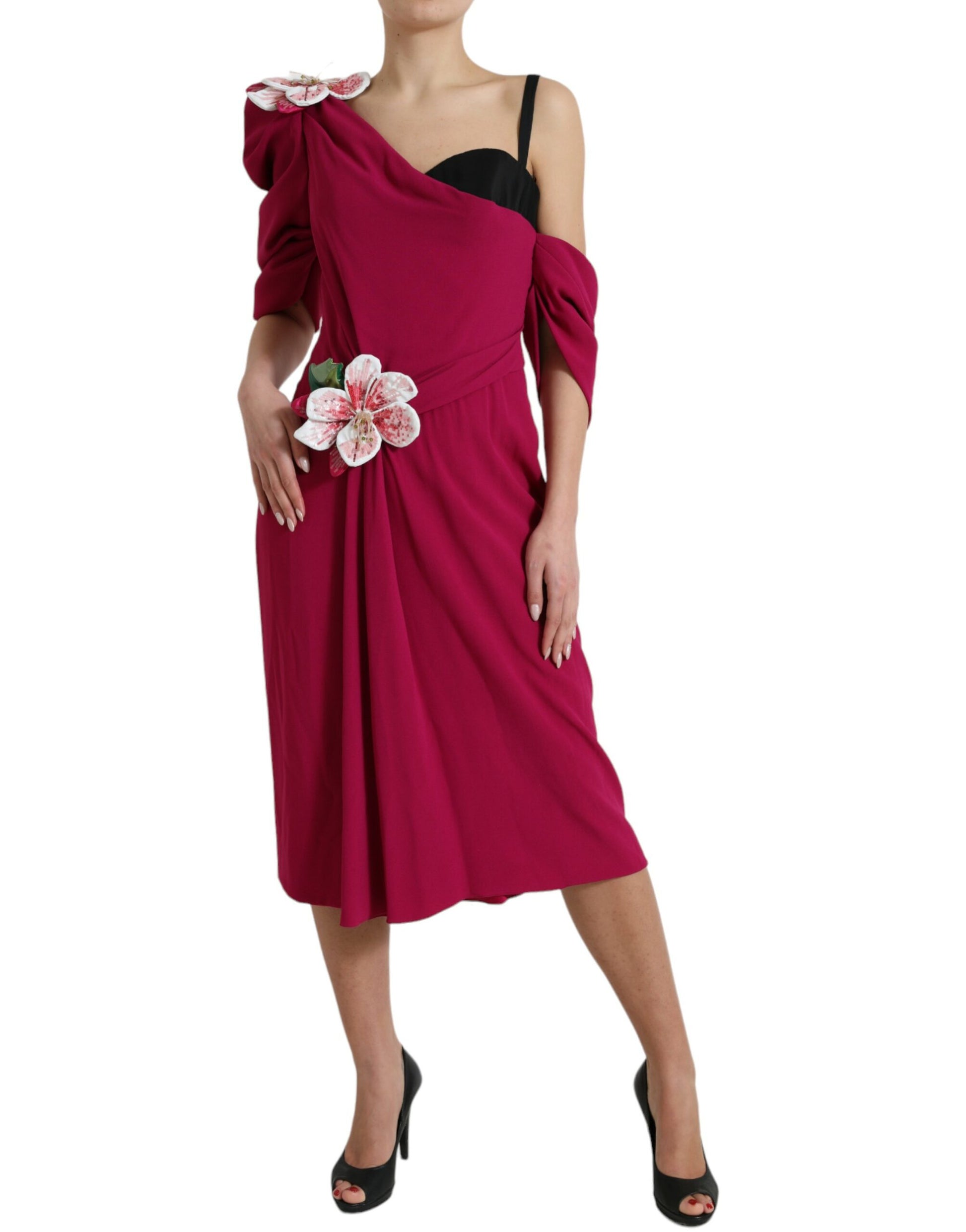 Vestido tubo midi de seda morado elegante