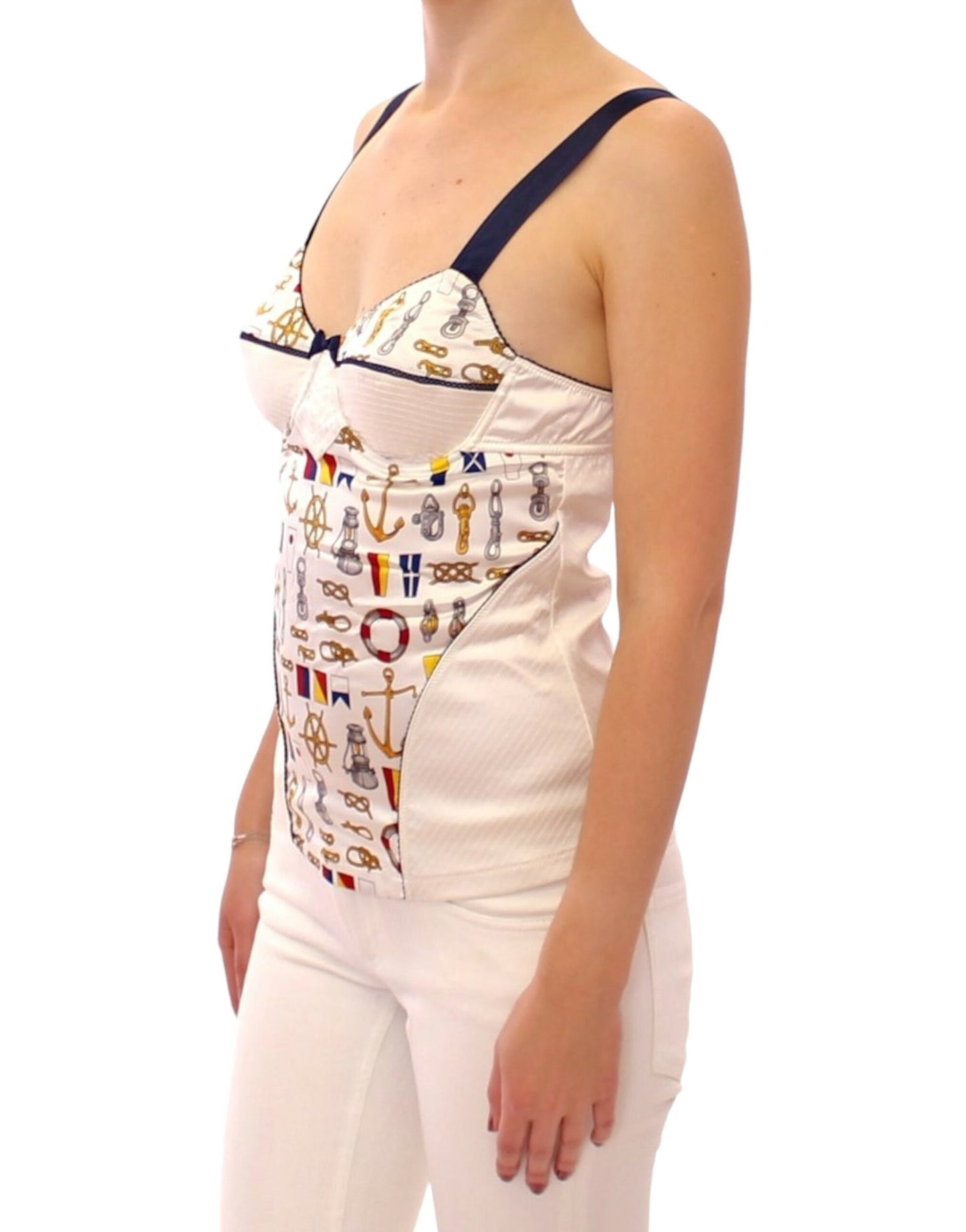 Witte tanktop met matrozenmotief