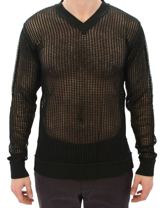 Donkergroene Runway Netz Pullover gesaldeerde trui