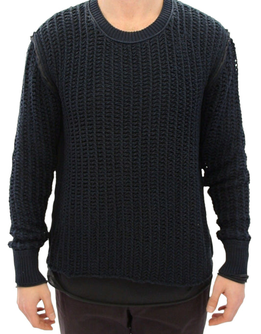 Blauwe Runway Netz Pullover gesaldeerde trui