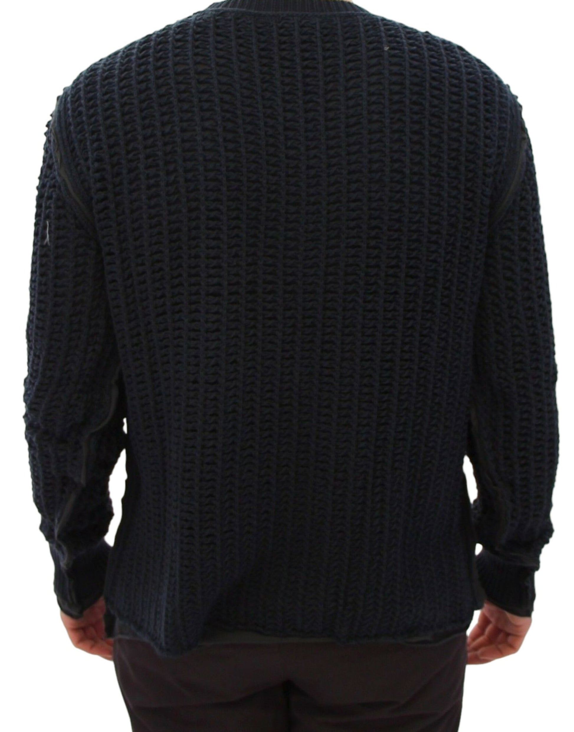 Blauwe Runway Netz Pullover gesaldeerde trui