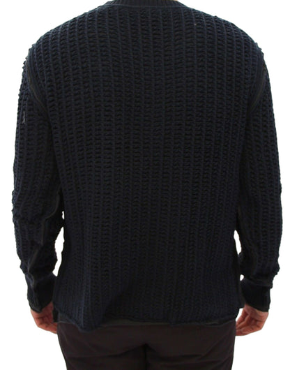 Blauwe Runway Netz Pullover gesaldeerde trui