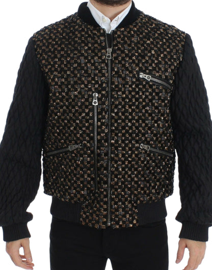 Elegante chaqueta de diseñador con lentejuelas negras