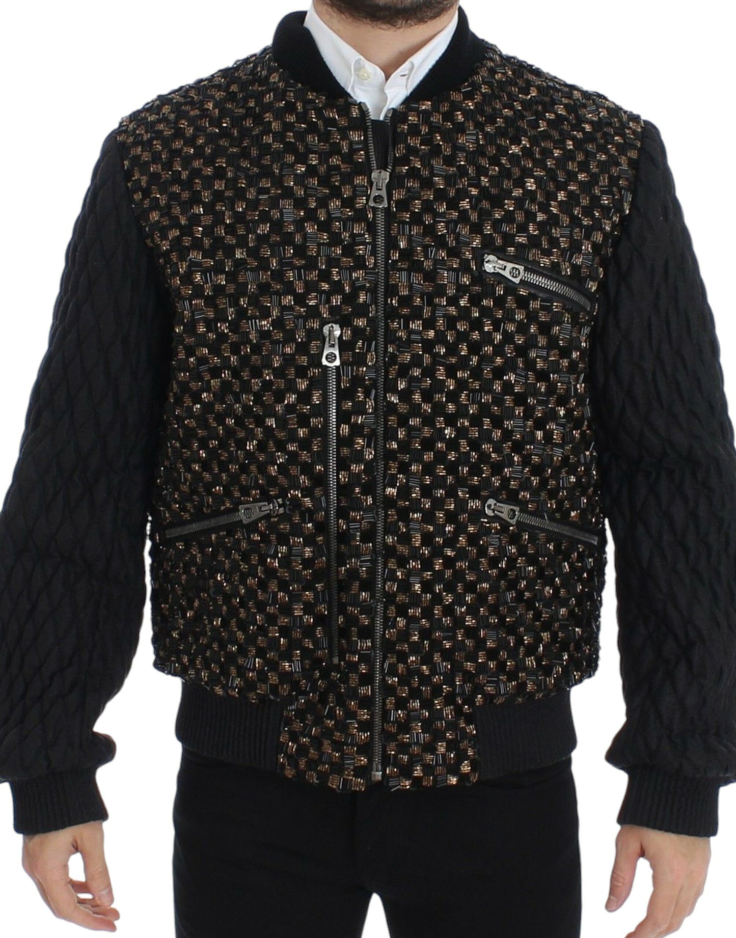 Elegante chaqueta de diseñador con lentejuelas negras