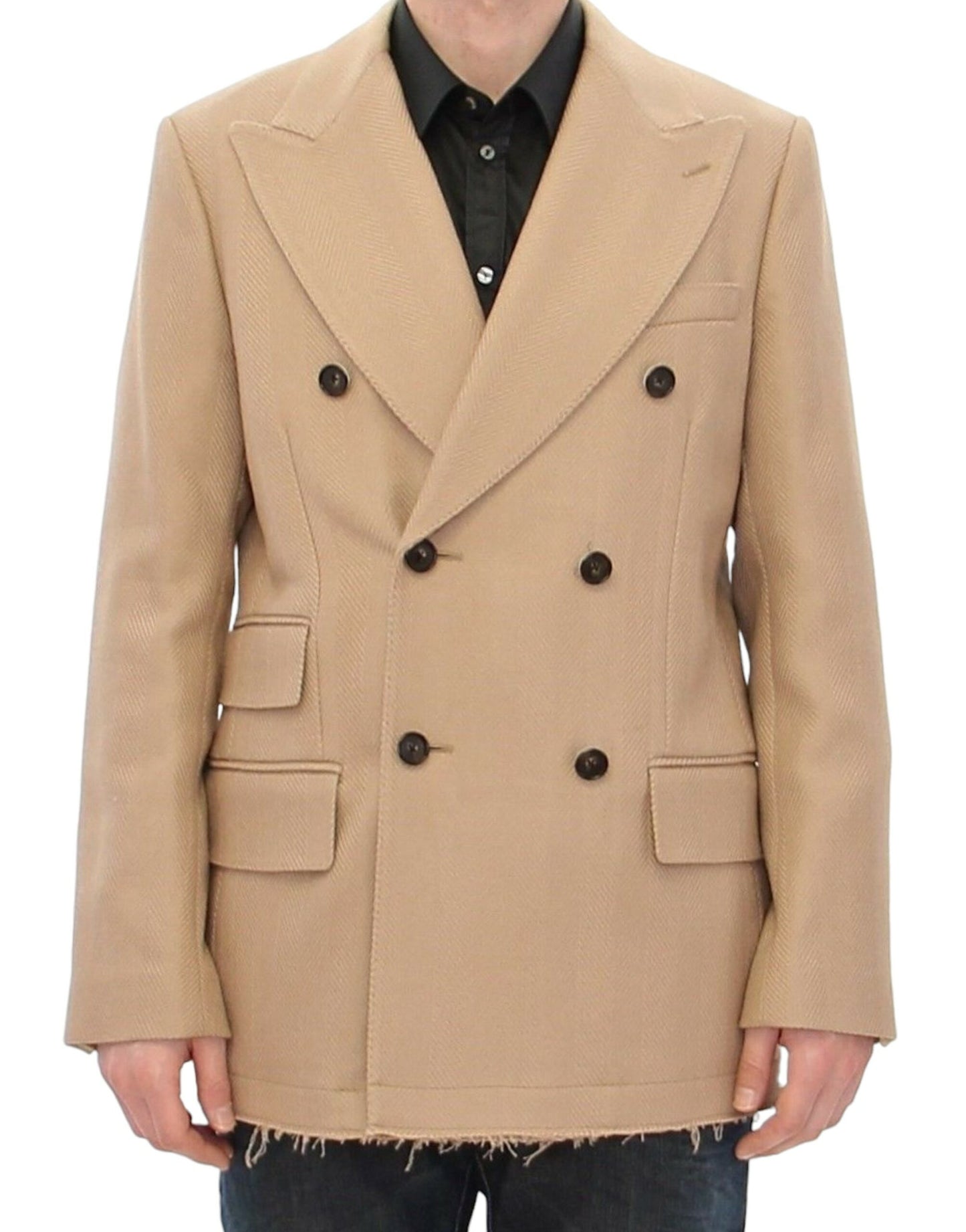 Elegant Beige Formal Wool Coat