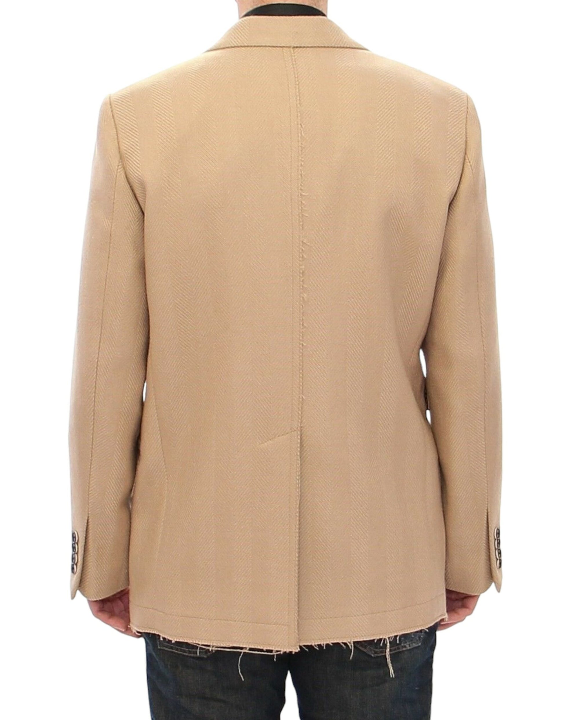 Elegante abrigo de lana formal beige