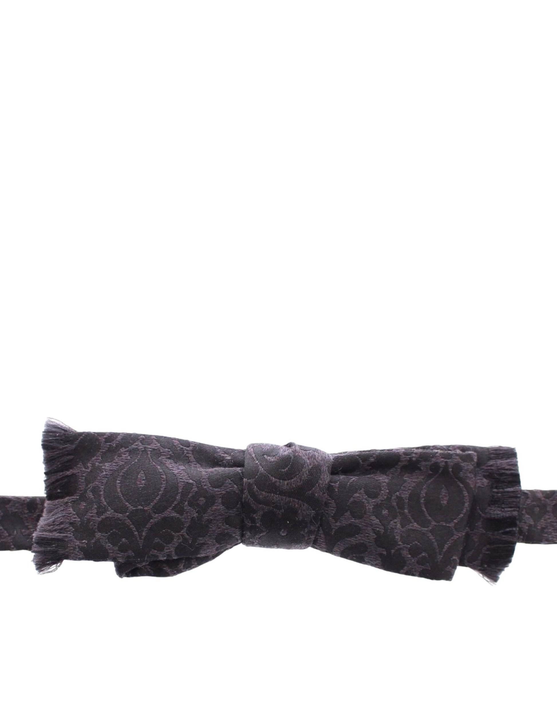 Elegant Black Paisley Silk-Wool Blend Bow Tie