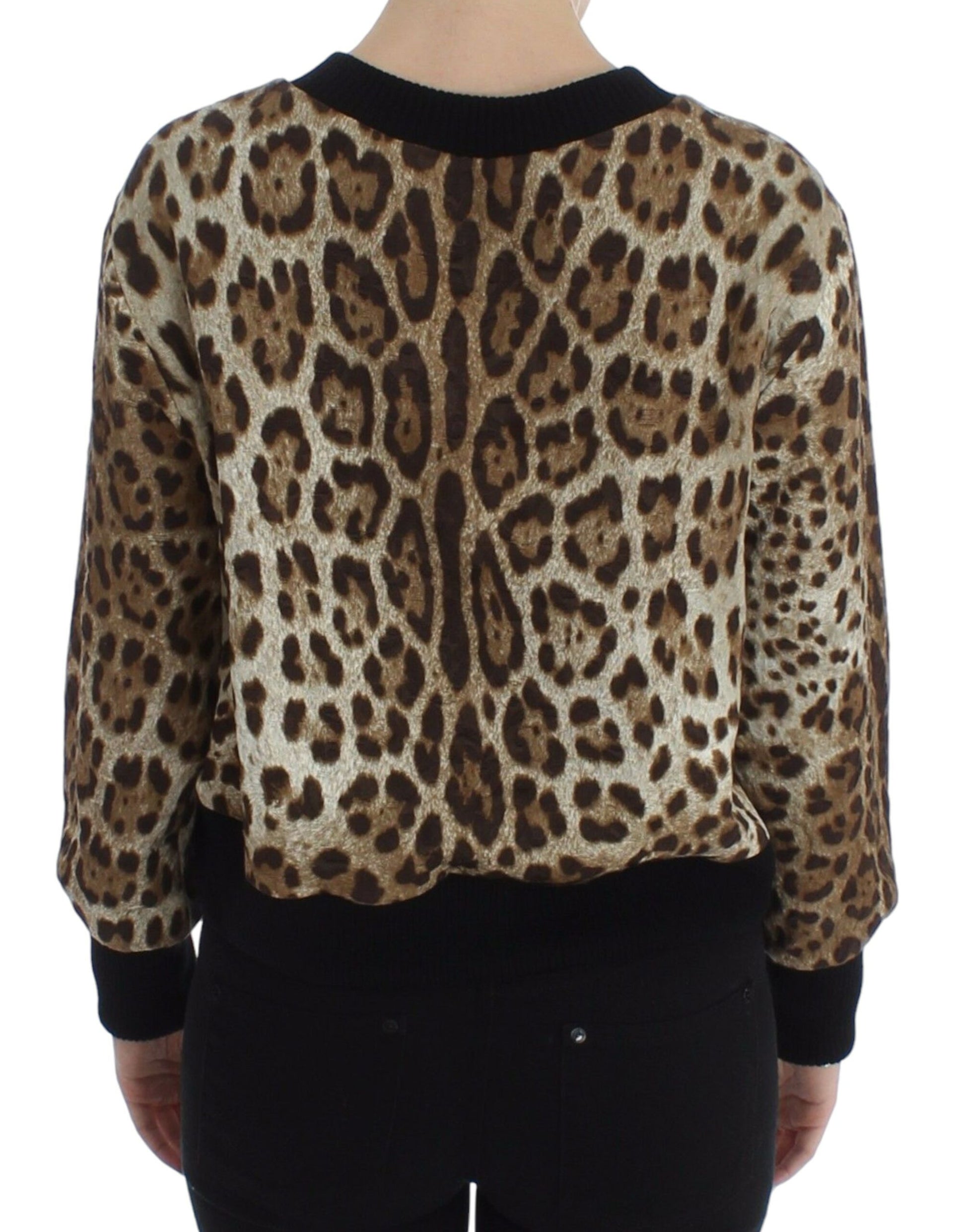 Elegant Leopard Print Short Sweater Top