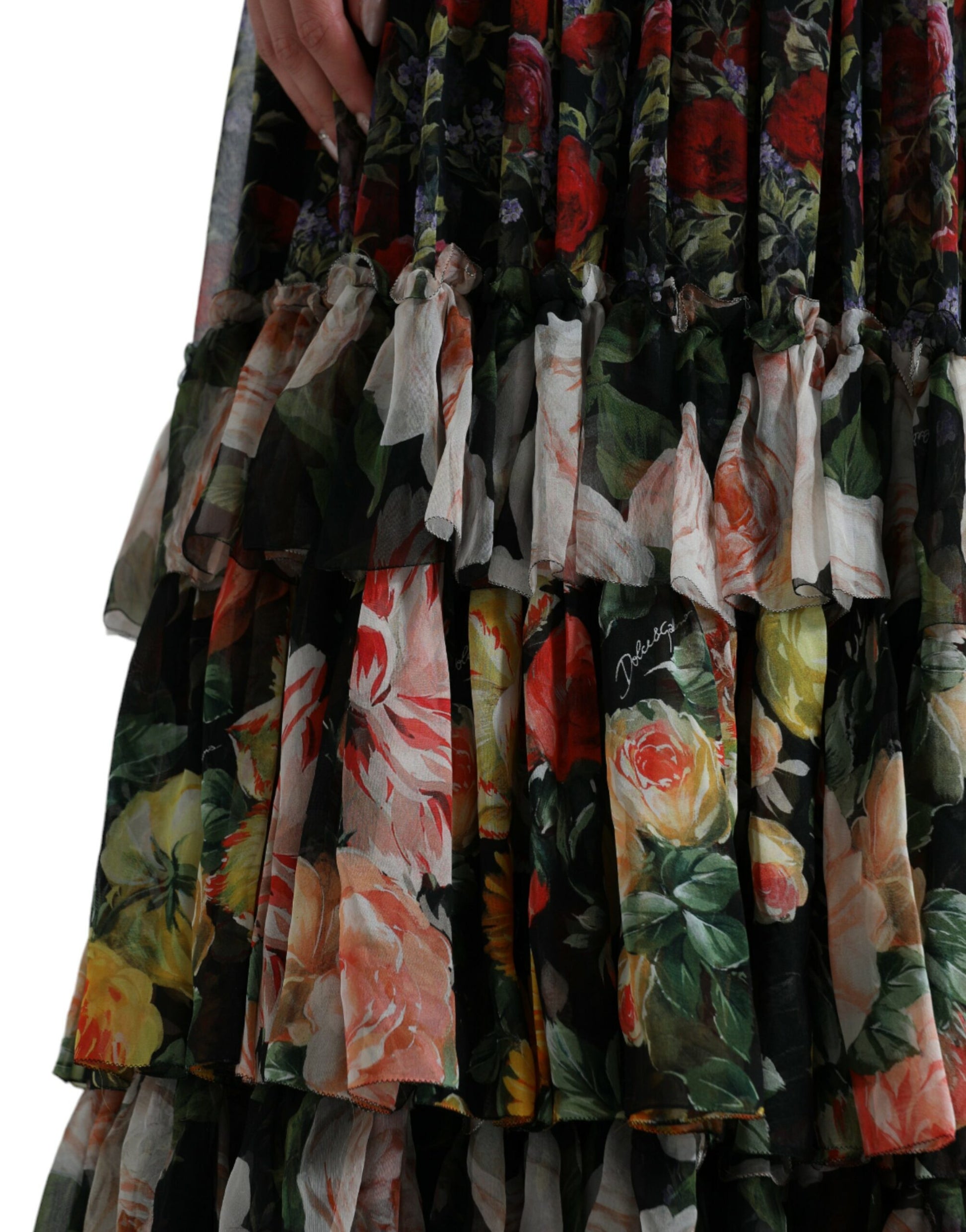 Meerkleurige maxi-jurk van chiffon met bloemenprint