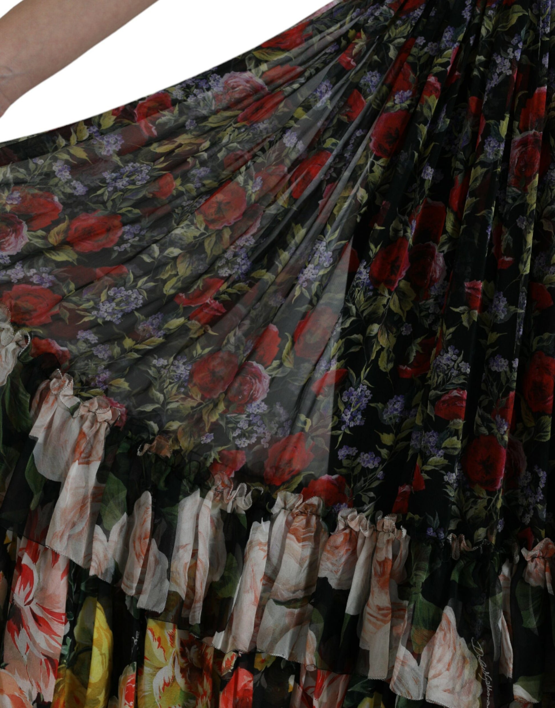 Meerkleurige maxi-jurk van chiffon met bloemenprint