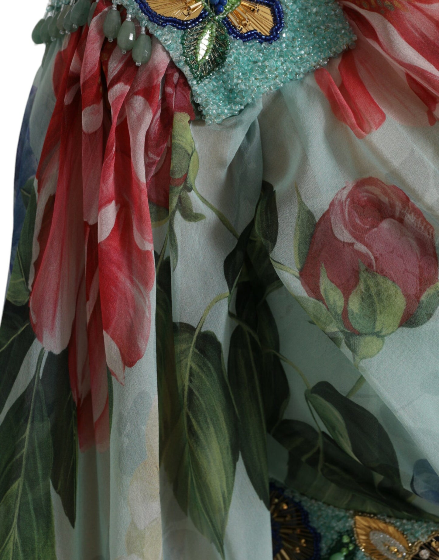 Elegant Floral Silk Long Dress