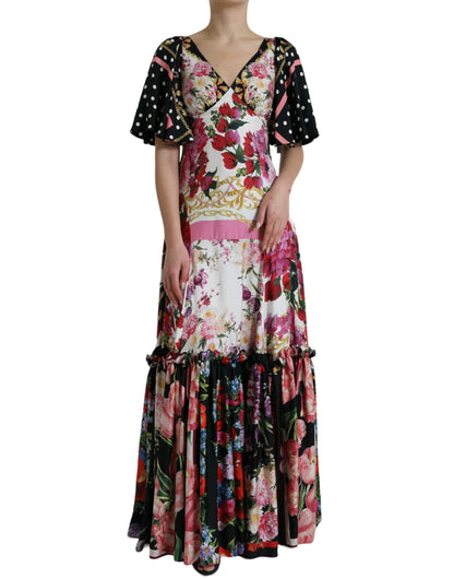 Elegant Floral Silk Maxi Dress