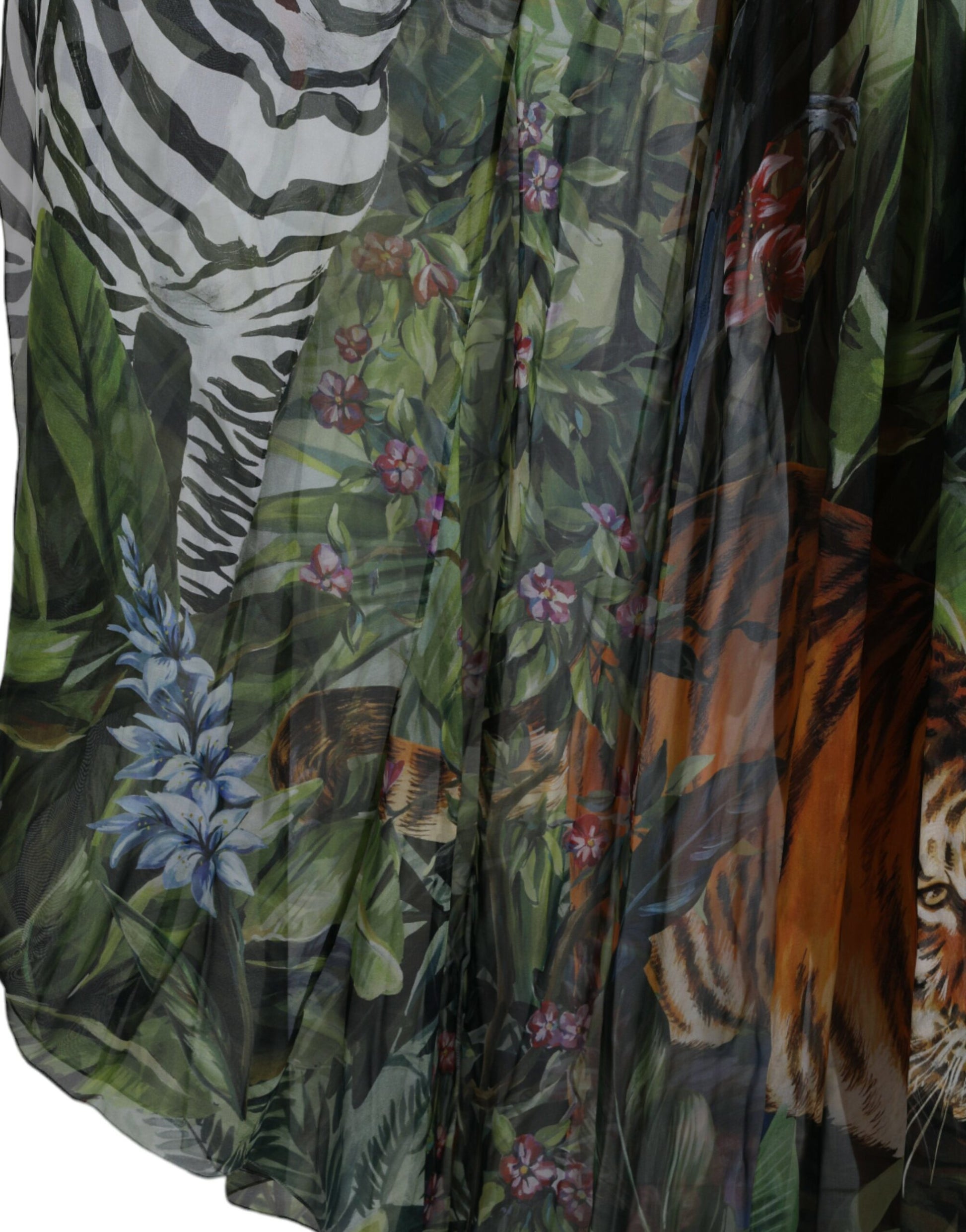 Veelkleurige A-lijn maxi-jurk met jungleprint