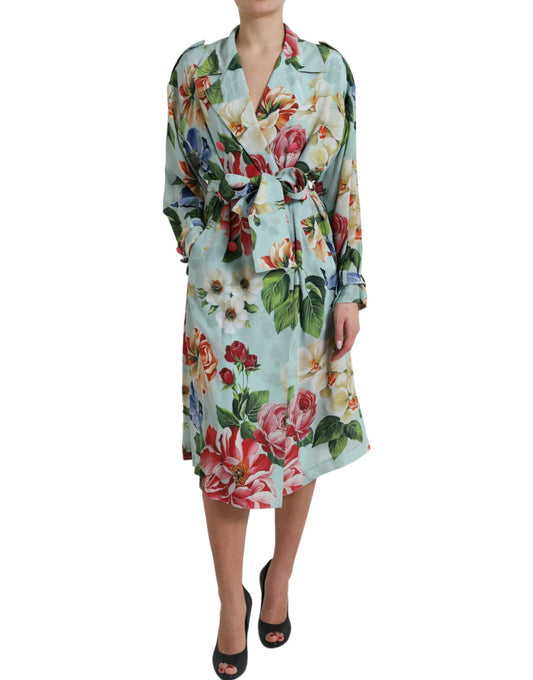 Gabardina de seda floral elegante