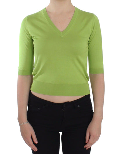 Emerald Green Wool V-Neck Pullover