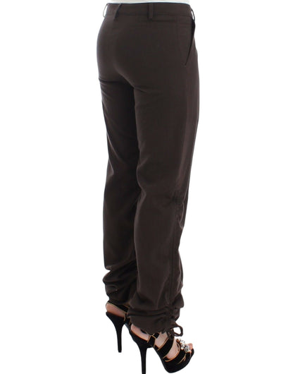 Chic Brown Cotton Dress Pants