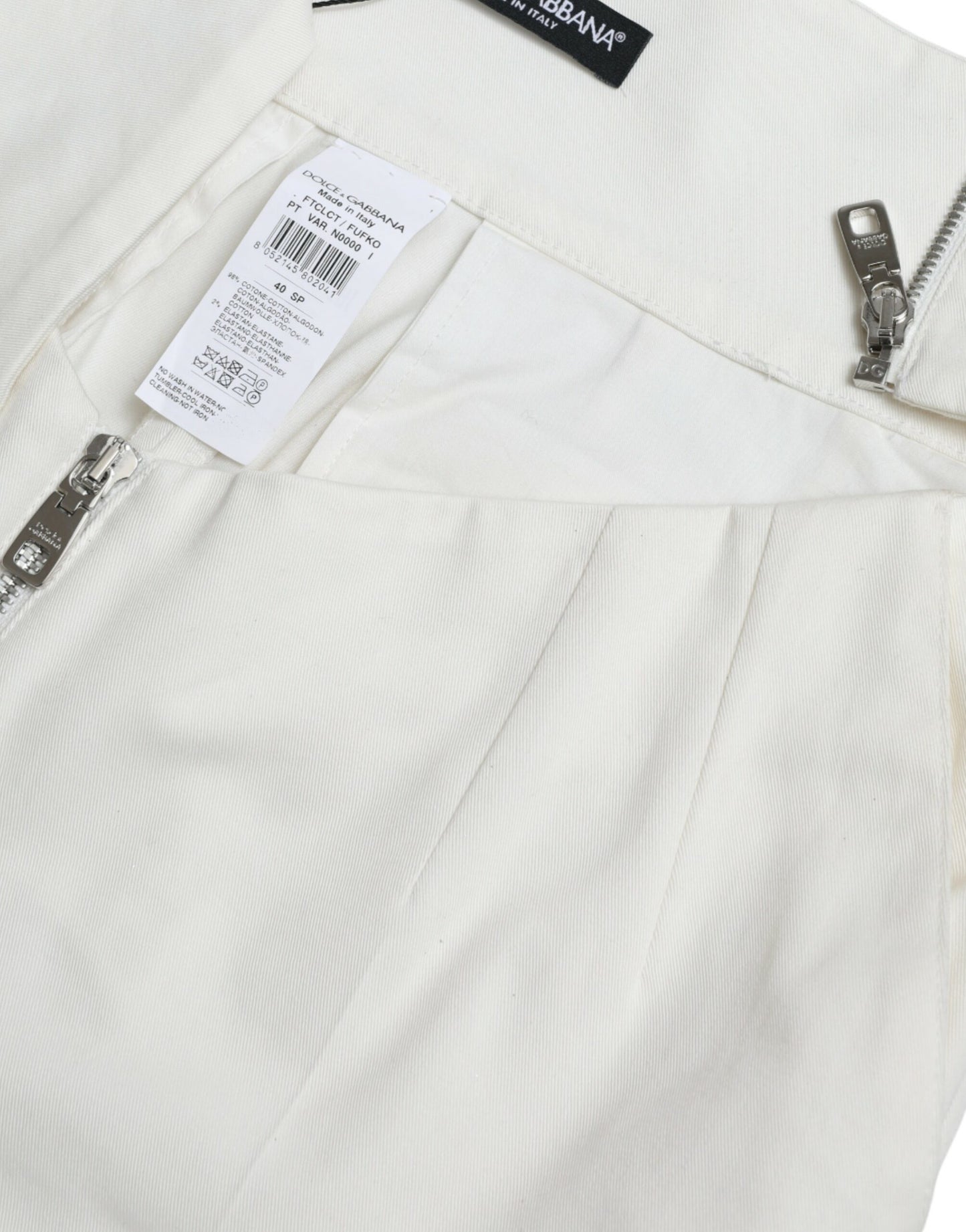 Zwart witte katoenen uitgesneden taille taps toelopende broek