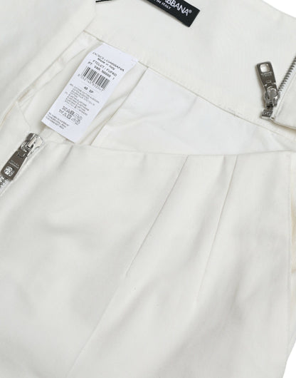 Zwart witte katoenen uitgesneden taille taps toelopende broek