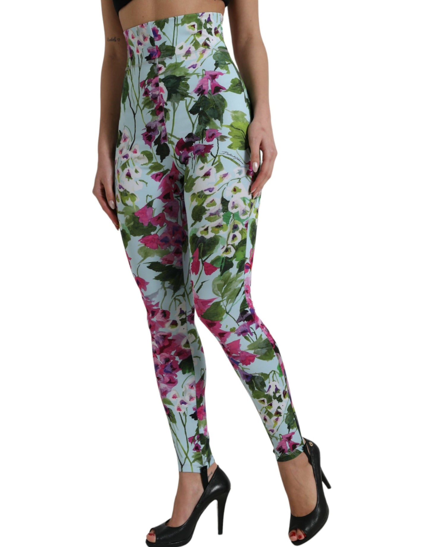 Elegant Floral High-Rise Leggings Pants