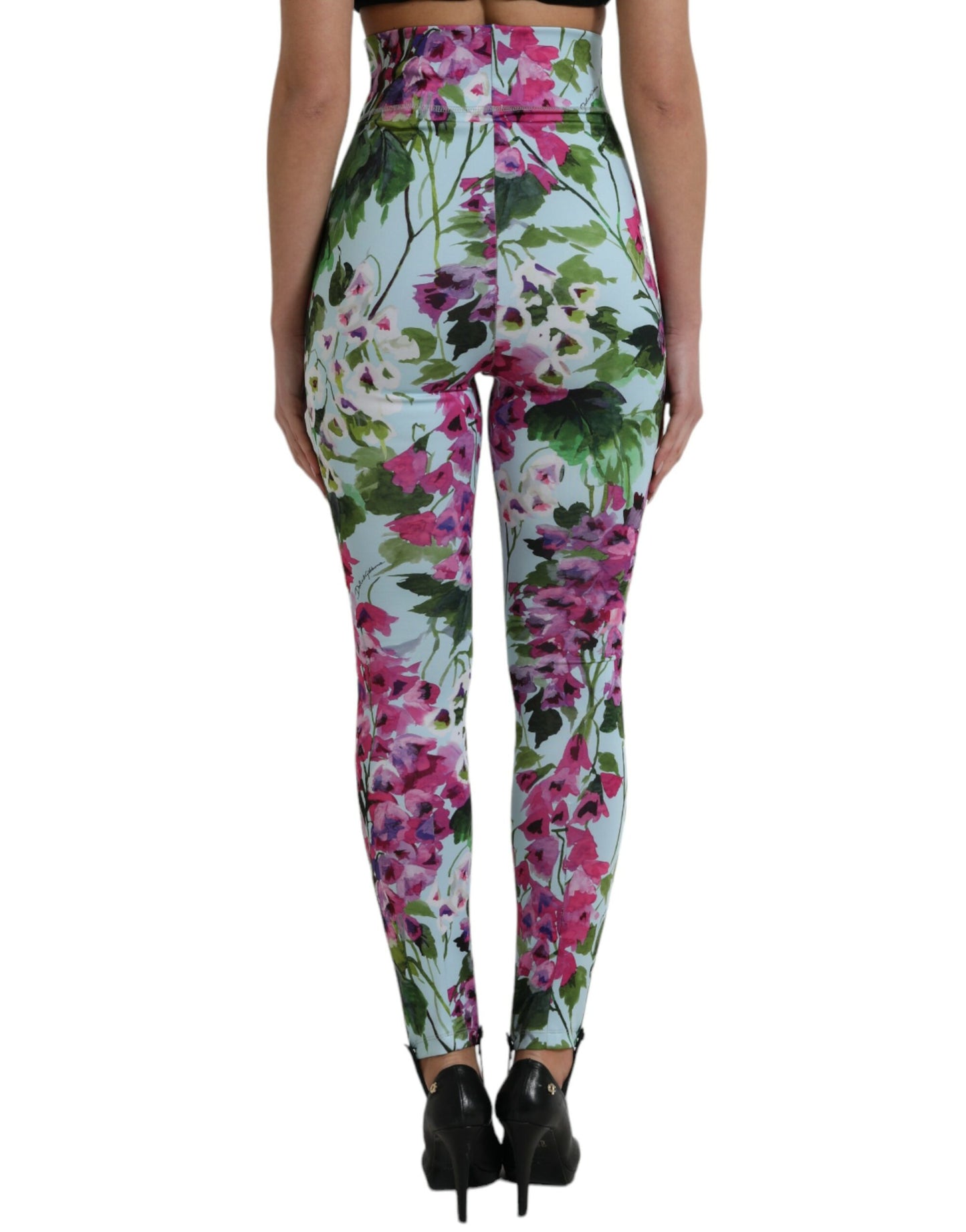 Pantalones elegantes tipo leggings florales de talle alto