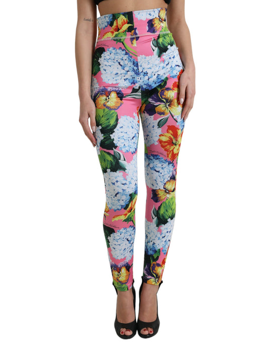 Veelkleurige bloemen hoge taille legging broek